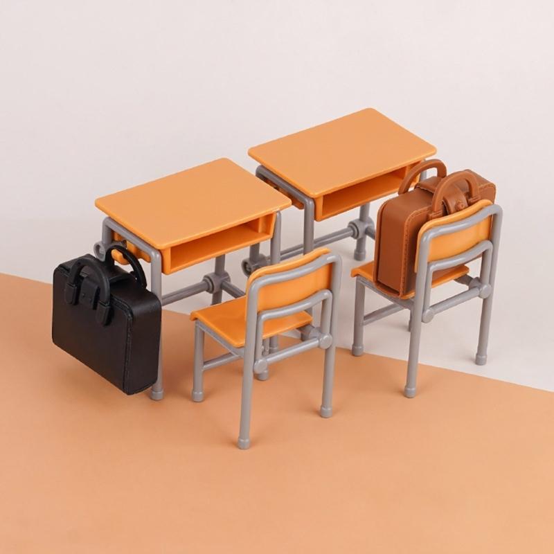 Kids Role Play Miniature Desk Dollhouses Accessory High Simulation School Scene Display Decoration for Adult Collector