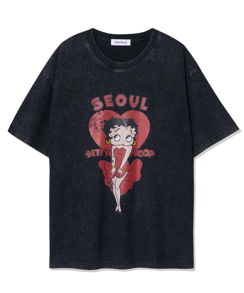 CNVS Betty Boop Monroe Seoul Oversized Short Sleeve T-Shirt_Charcoal