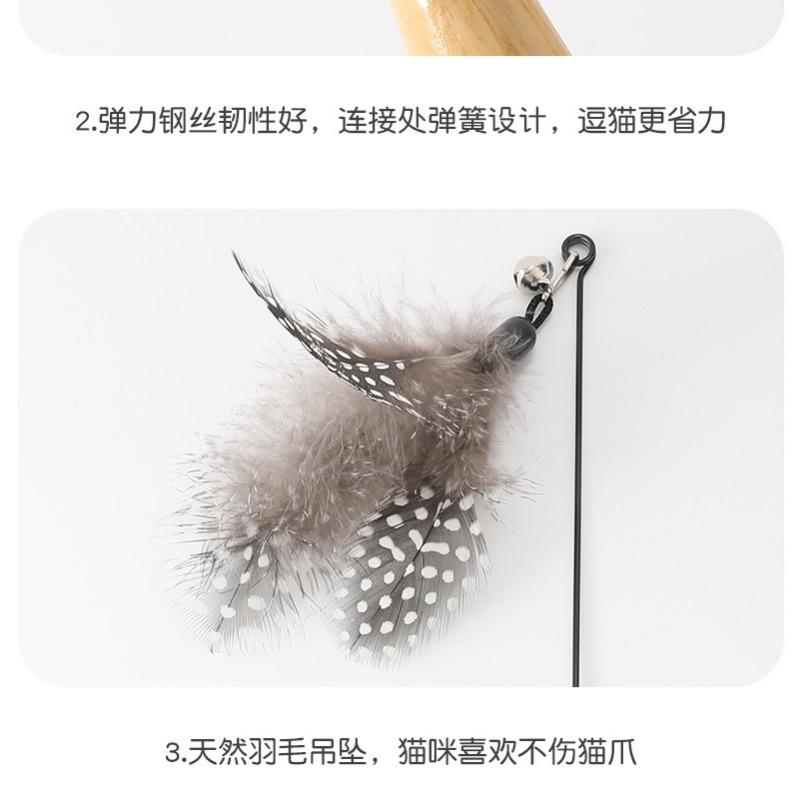 Cat Funny Stick Long Rod Cork Handle Spring Funny Cat Stick Cat Interactive Toy Unbreakable With Bell