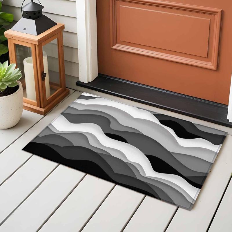 Moderne minimalistische geometrische Wellenmuster-Fußmatte rutschfest saugfähig für den Innenbereich Eingangsbereich Teppich Linien Design Heimdekoration Teppich für Türbereich