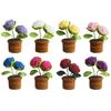 Knitted Rose In Pot Ornament Handmade Crochet Double Headed Flower Potted Plant Decors for Valentines Day Wedding Gift