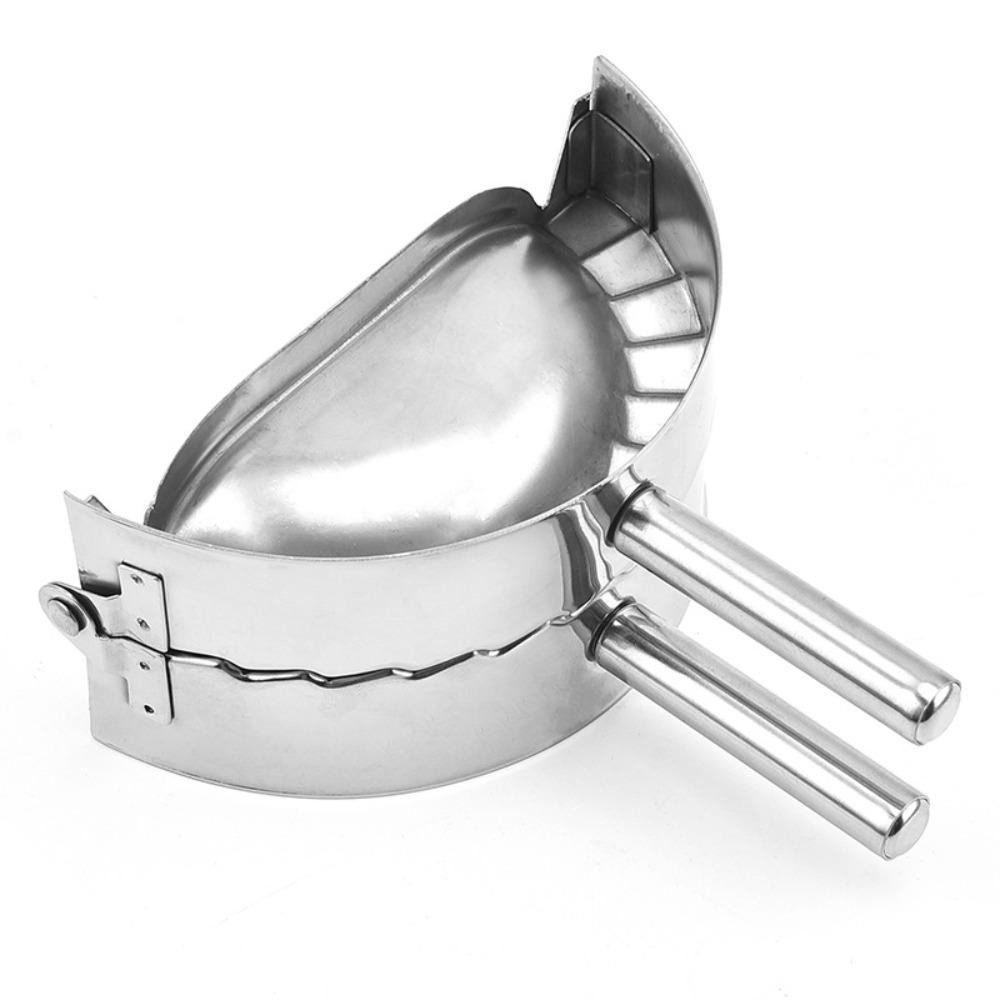 Durale with Handle Stainless Steel Dumpling Maker Manual Hand Press Dumpling Mold Silver Jiaozi Maker Ravioli