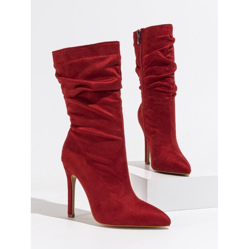 

Новые короткие ботинки натуральная морщина тонкий каблук острый носок модные универсальные уличные большого размера 37