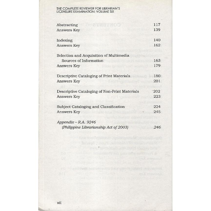 The Complete Reviewer for Librarian's Licensure Exam Volume 6