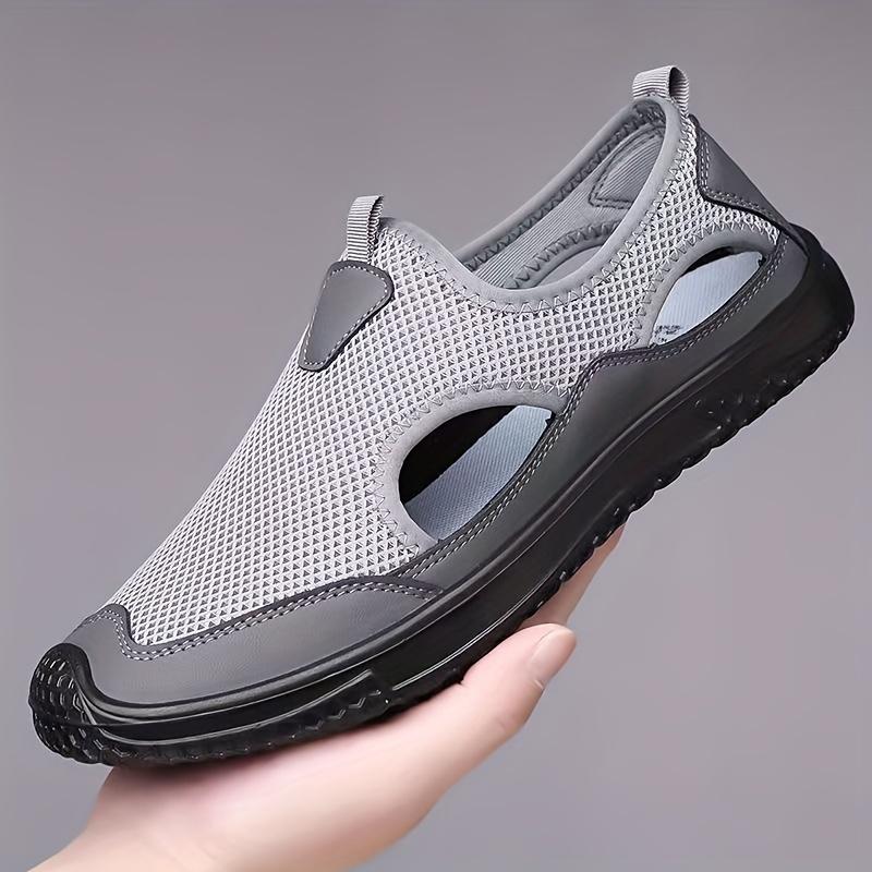 

Men s New Summer Versatile Breathable Trendy Sandals Casual Sports Mesh Slip-on Shoes for Outdoor Wear 38 серый