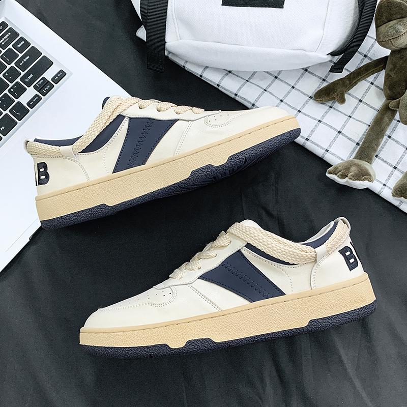 Sommer Allround Herren Freizeit Skateboard Schuhe Stoßdämpfend Abriebfest Bequeme Flache Schuhe Runde Zehenpartie Schnür-Sneakers