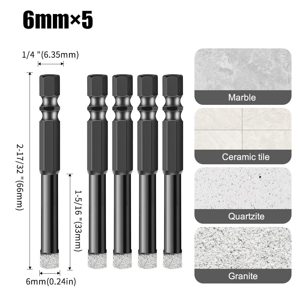 Sets Diamond Angle Grinder Bit Tile Cutter Hole Saw Tools Hexagonal Shank Diamond Drill Bit Dry Vacuum Brazed Drilling Core Bits