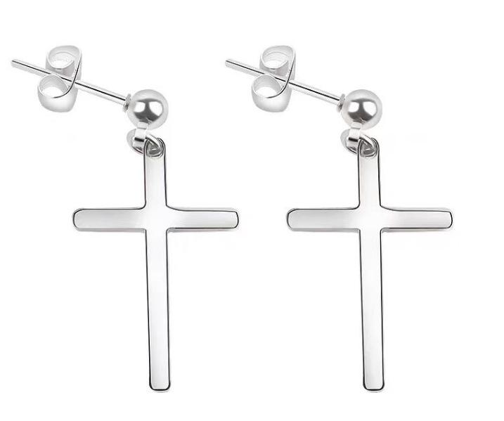 

Унисекс Серьги-крестики из титановой стали и набор каффов для ушей
