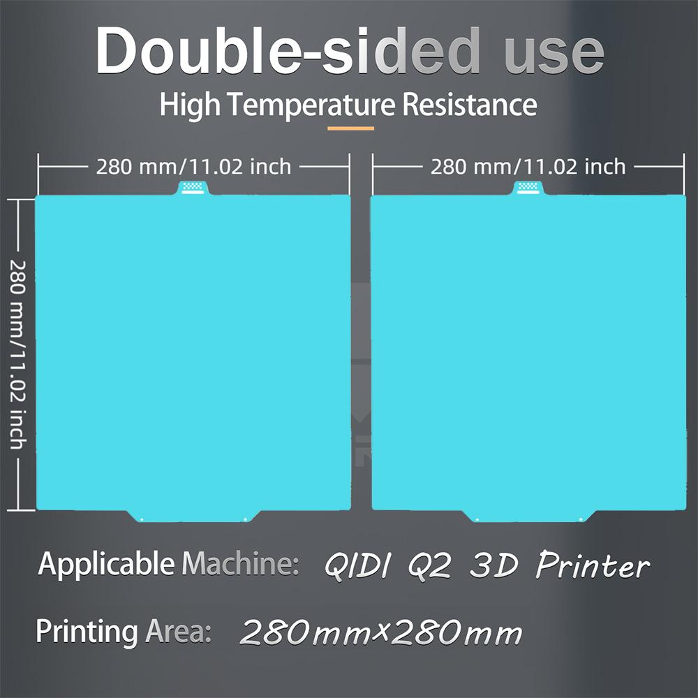 Glacier Cold Build Plate For QIDI Q2 Q2 Combo 280*280mm Heat Bed High Viscosity Two Sided Printing 3D Printer Parts