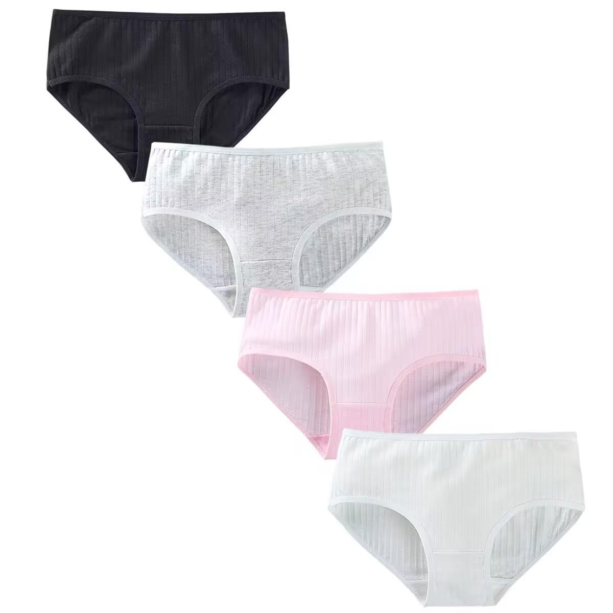 

4 шт. нижнее белье для девочек-подростков, хлопковые трусы, дышащие трусики 8-14 лет one size