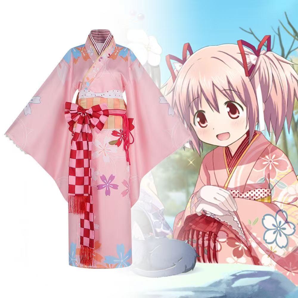Puella Magi Madoka Magica Kaname Madoka Cosplay Kimono Anime Carnival
