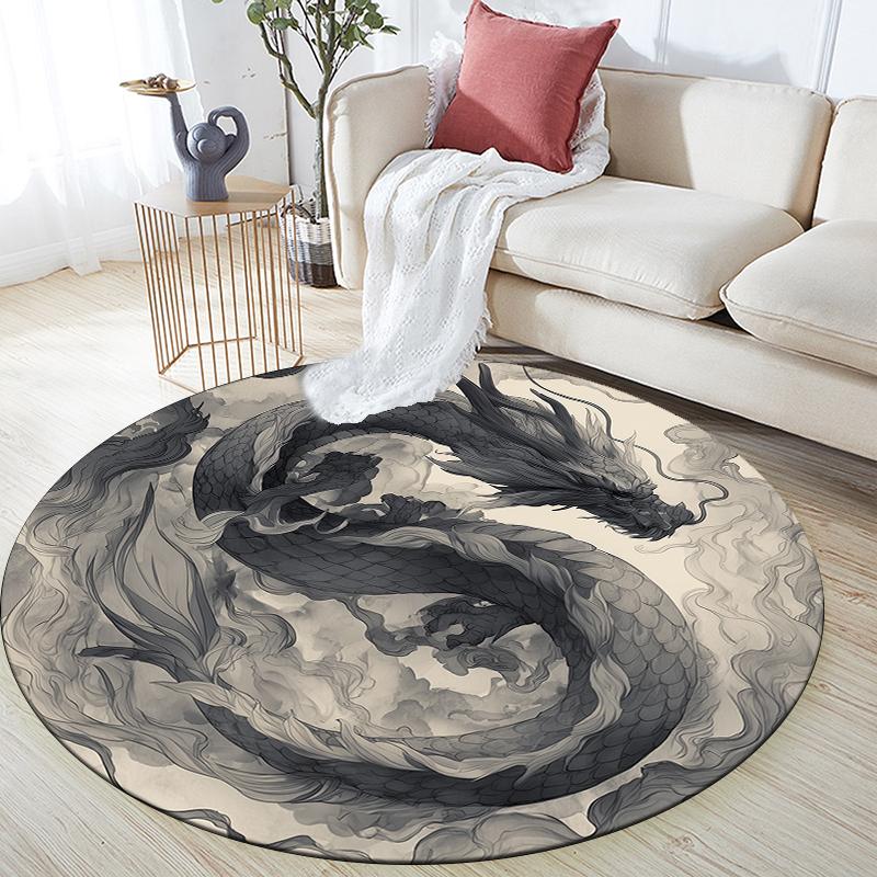 

Fantasy Dragon pattern round rug,Carpet Rug for Living Room Bedroom Sofa Playroom Decor,Non-slip Floor Mat,Holiday Gifts and Birthday Gifts 80cmx80cm