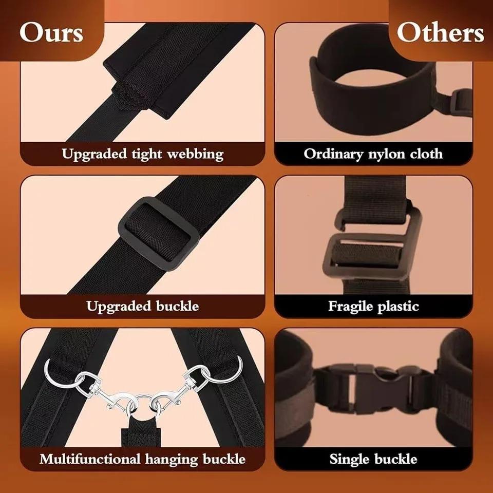 BDSM Bondage Restraint Kit for Couples – Adjustable Neck Collar Wrist Cuffs Set (SM Sex Toys for Women Men)