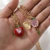 Apple Shape Can Be Opened And Closed, Love Zircon Pendant Necklace, Gold Chain, Cute Girl Heart Daily Wear