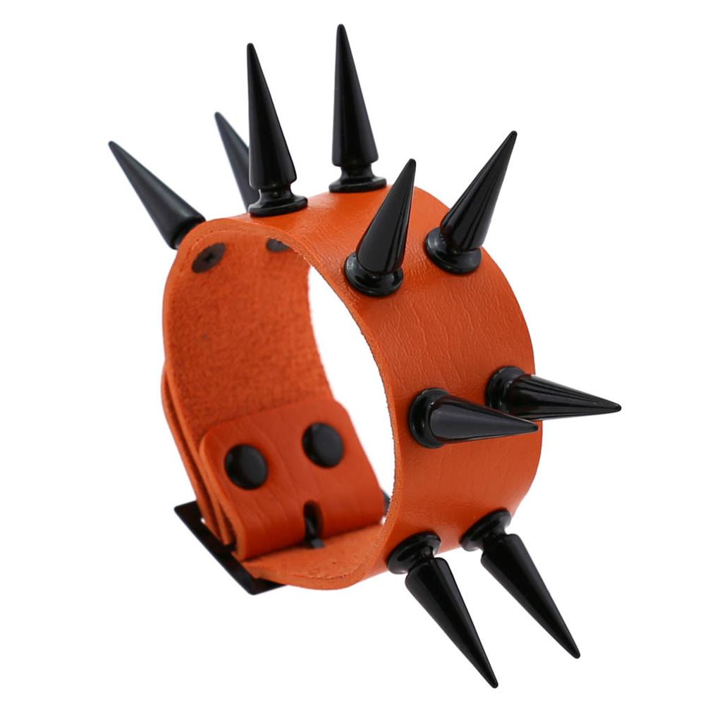 Emo Spike Bracelet Vegan Leather Punk Bracelets Goth Girl Boy Cuff Bangle Studded Halloween Wristband for Women Men Jewelry