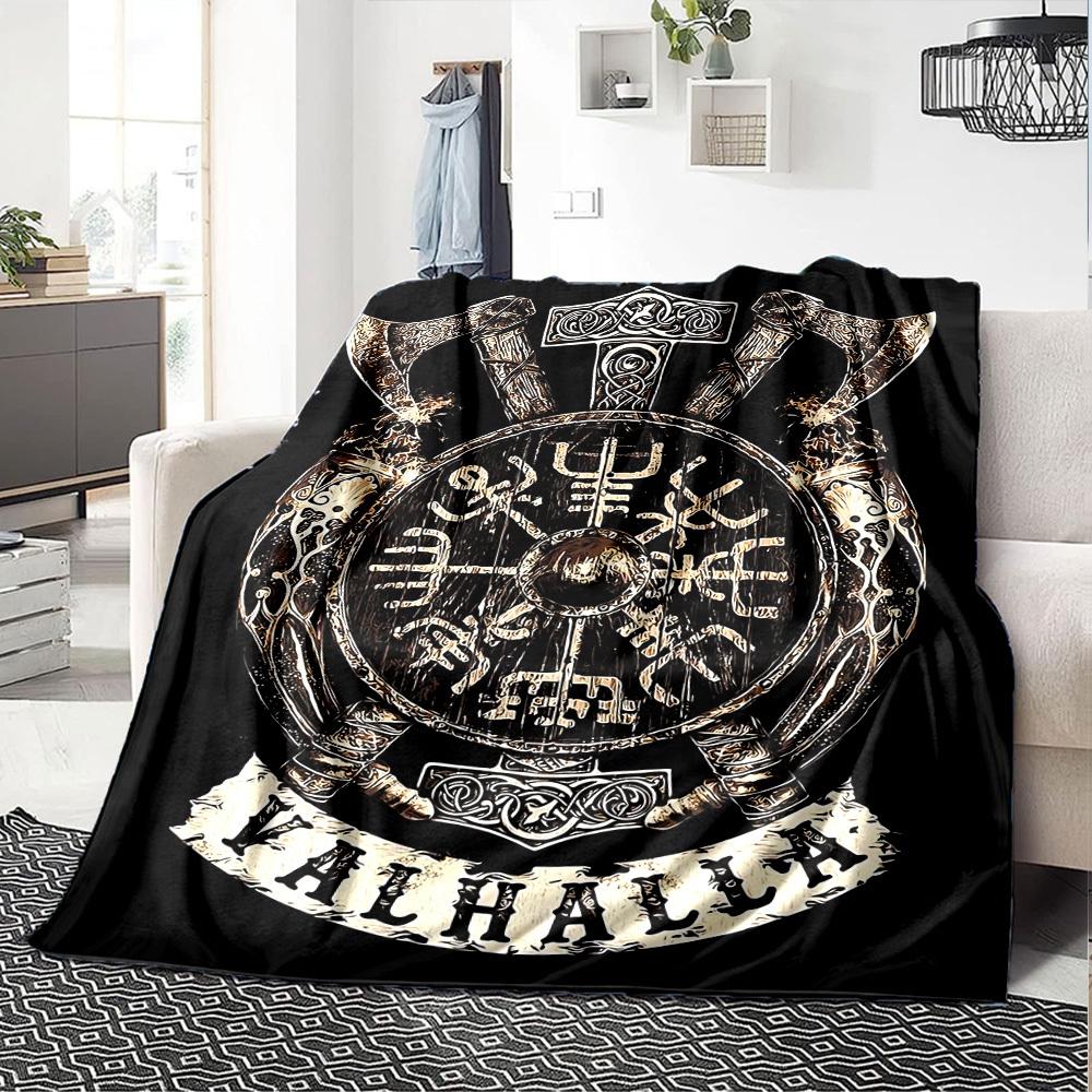 1pc VALHALLA Throw Blanket Soft Flannel, Cozy All Season Polyester Perfect for Home, Office