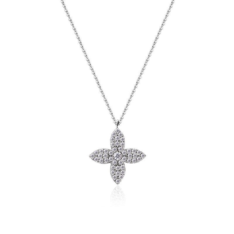 Collana Quadrifoglio con Diamanti Incastonati per Donna con Design di Nicchia Semplice e Versatile Catena Clavicola