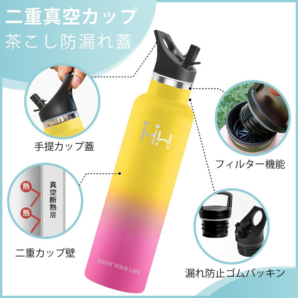 CHENGWEI 1 Liter Stainless Steel Water Bottle with Vacuum Keeps Drinks Cold or Compatible with Carbonated Sports Easy To Direct Suitable for High