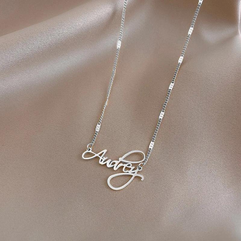 Fashion Letter Necklace Personalized Stainless Steel Metal Simple Style Women's Jewelry Couple Birthday Gift