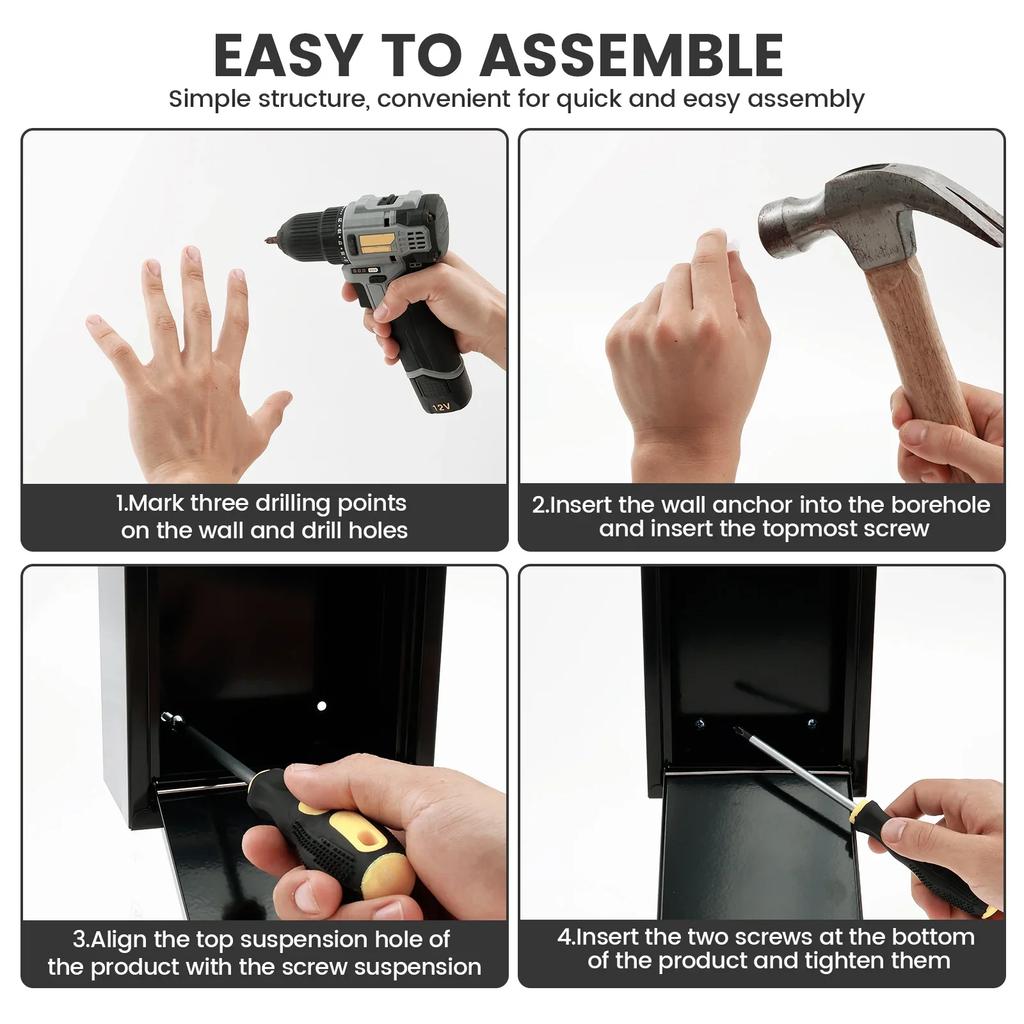 Wall Mounted Mail Box Metal Donation Box with Practical Slot Lock and Key Safe Reliable Cash Drop Box for Home Office Outdoor