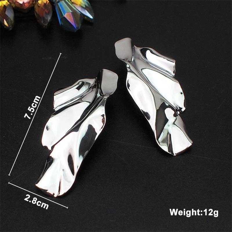New Exaggerated Twist Metal Dangle Earrings for Women Gold Color Punk Fashion Female Hanging Earrings Boho Geometry Ear Zircon