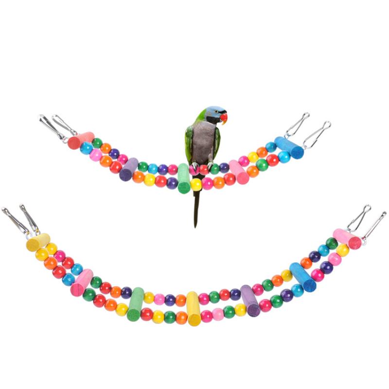 Parrot Climbing Ladder Toy Pet Bird Suspension Training Bridge Color exercise Ball Wood Molar Toy Budgerigar Supplies Cockatiel