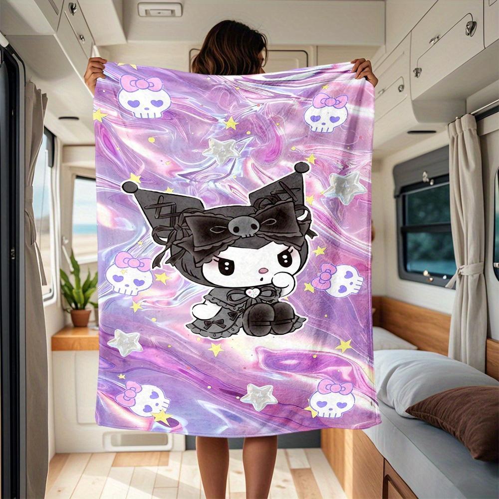 

1pc Kuromi, Gothic, Stars RV flannel blanket, pattern printed blanket, sofa bed couch car office camping travel warm comfortable soft blanke 130x150cm