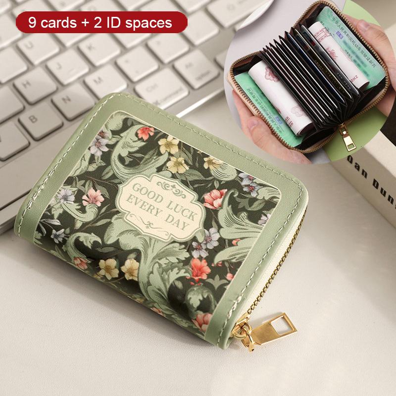 Kreative Mehrkarten-Geldbörsen RFID-Blockierung Ausweishalter Blumendruck Ausziehbares Visitenkartenetui Wasserdichte Geldbörse