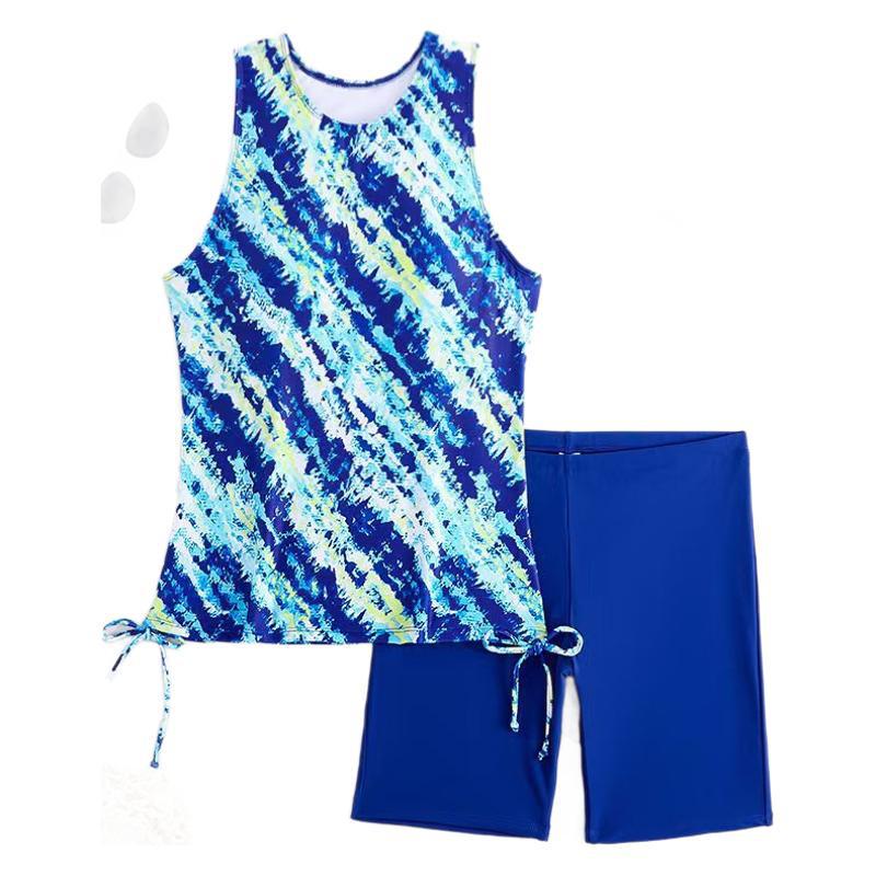 2025 European & American Style Two-Piece High-Waisted Boyleg Tankini - Slimming Women's Swimwear