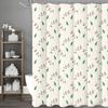 Pine Leaf Red Small Fruit Shower Curtain, Bathroom Decorative Shower Curtain, Waterproof Shower Curtain with Hooks