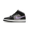 Air Jordan 1 Mid SE Grade School 'Houndstooth' (Unisex) Black / Lilac / White / Metallic Silver Kids' Basketball Shoes DC7226 015
