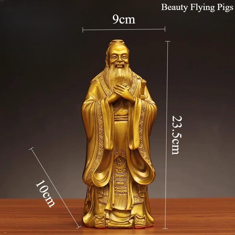 1pc Metal Confucius Ornament Home Foyer Decoration Confucius' Office Desktop Decoration Metal Statue Craftsmanship Chinese Style
