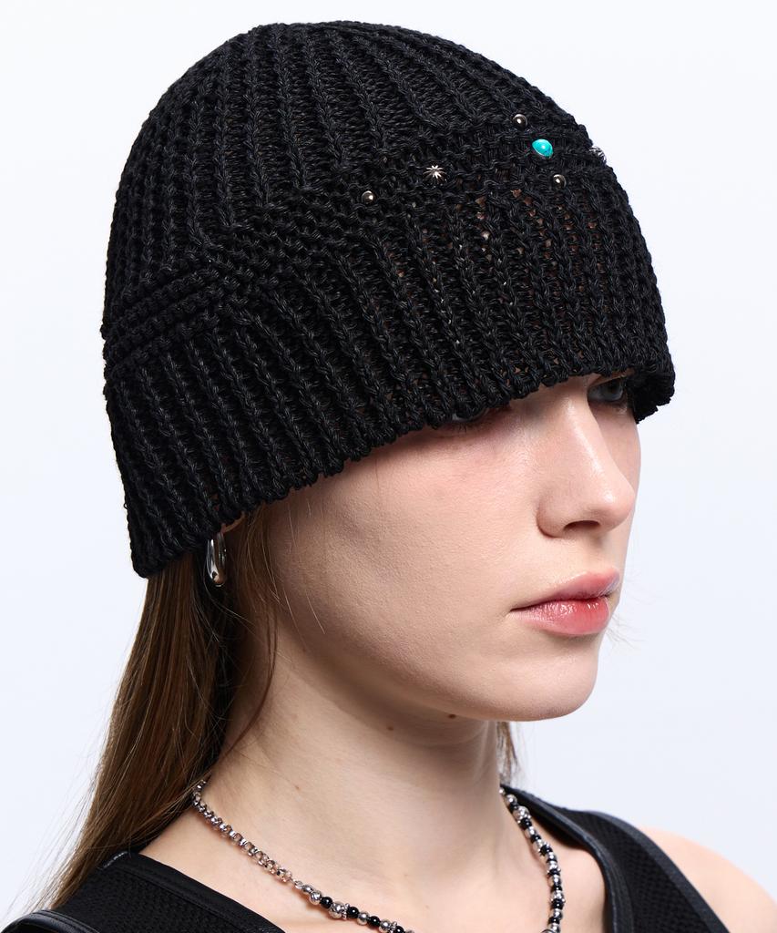 Aleseueseussi Cross Rivet Beanie - Black