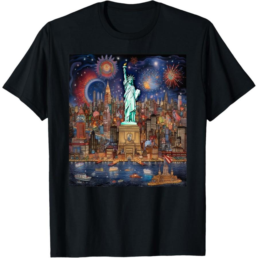 America Statue of Liberty Art New York City T-Shirt S