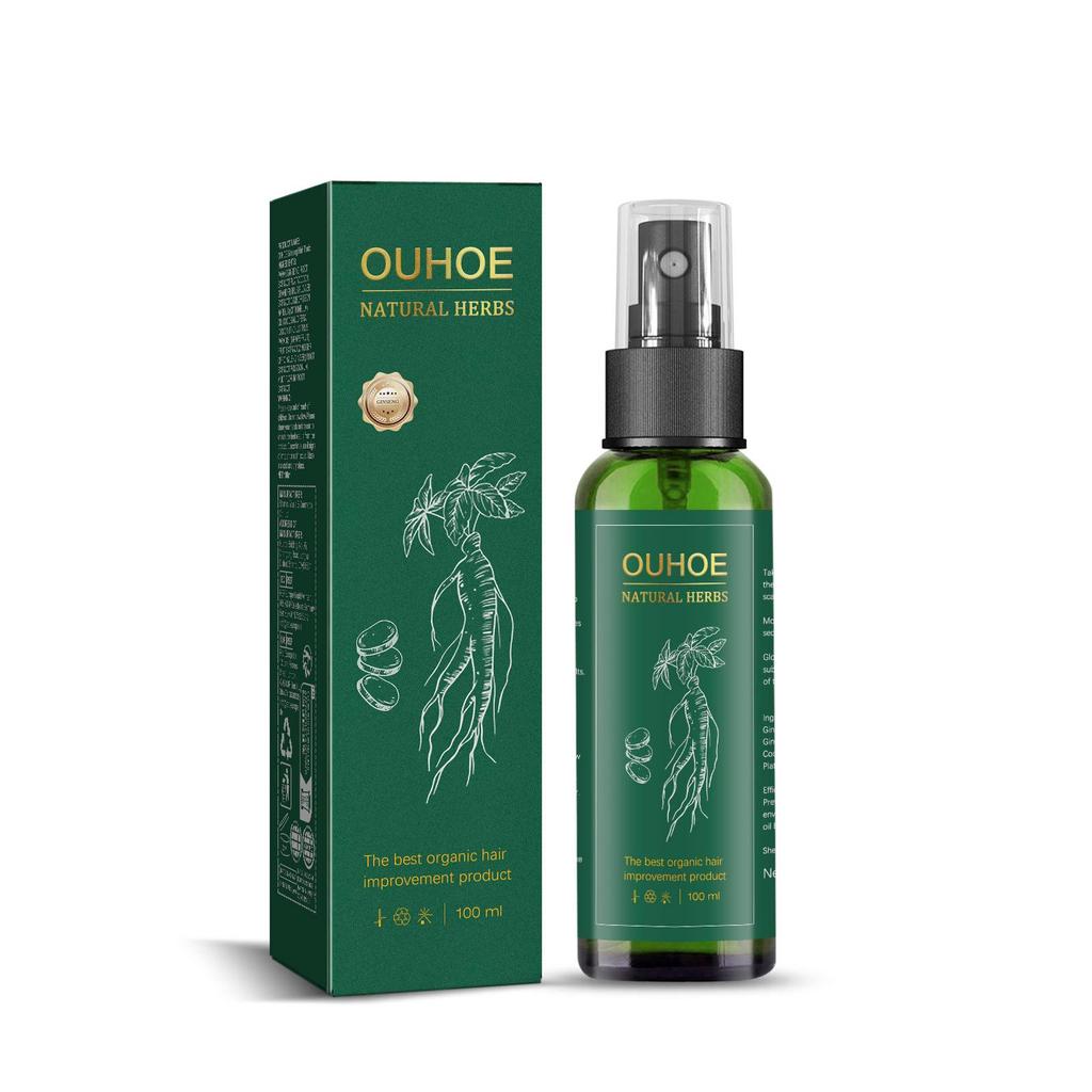 OUHOE Ginseng Hair Growth Serum 100ml: Ginseng extract promotes hair growth, strengthens hair, prevents hair loss, and moisturizes hair.