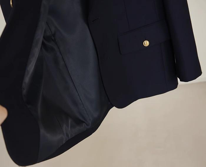 Metal Düğmeli Lacivert Modern Moda Takım Elbise