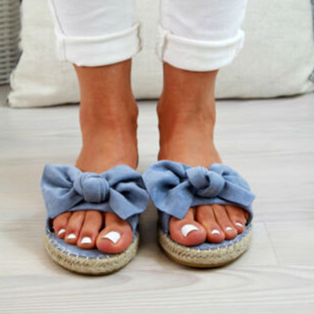 Reiner Leopardenmuster, rutschfest, offen, Damenfarbe, Schleife, Zehenhausschuhe, flache Sandalen