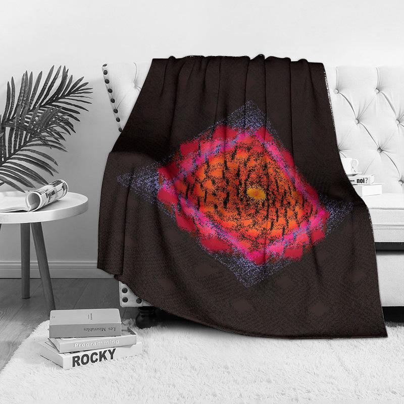 Irregular Geometric Pattern Blanket Abstract Red Floral Design Throw Blanket Home Decor Bed Sofa Cover Gift