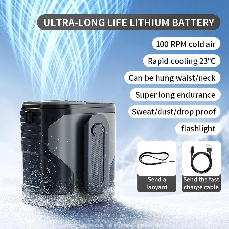 

Waist-hanging Fan 100-level Adjustable Portable Waist-clip Outdoor Construction Site Cool Down USB Charging Mini Neck Fan сірий