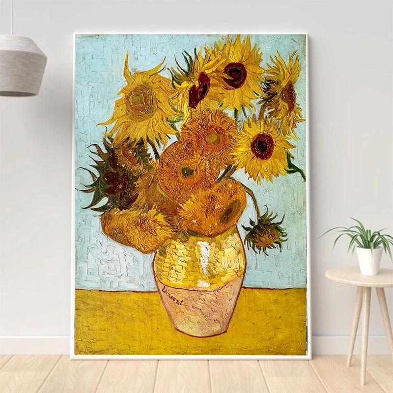 Van Gogh Oil Painting Starry Night Sunflower Abstract Canvas Art Print Poster Picture Decorative Mural Canvas Painting Retro Pop