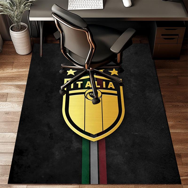 Italian Football Crest Printed Office Carpet Chair Cushion Entryway Rug, Rugs for Living Room, Bedroom Christmas gifts