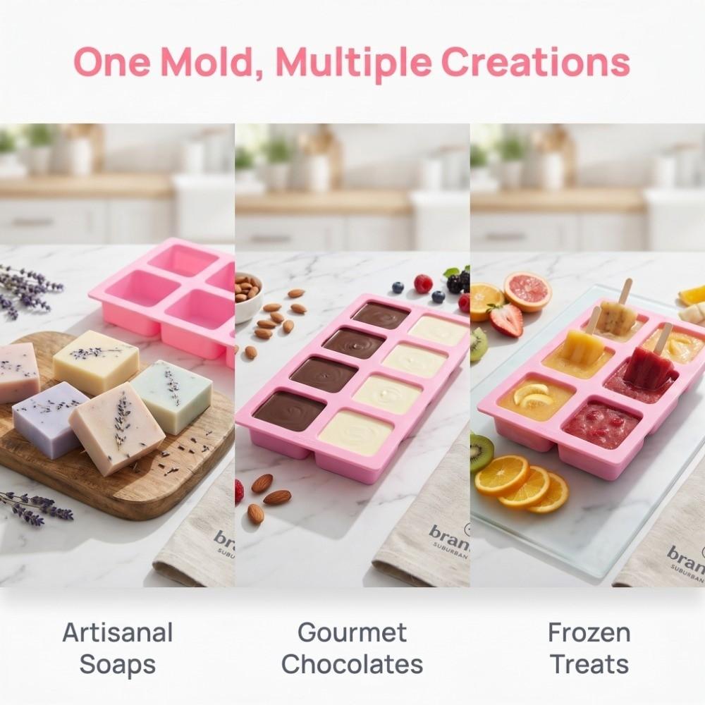 Silicone Silicone Cake Mold 6 Cavity Non-Stick Silicone Soap Mold 6‑Grid Square Square Shape DIY Soap Mold