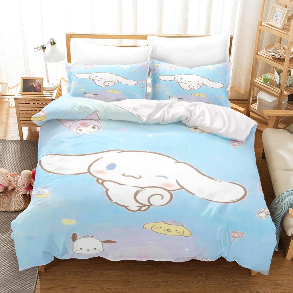 Cinnamoroll Bettbezug Queen Size Kinder Bettwäsche Set Set Bettwäsche Twin Sets Niedliches Gedrucktes Cartoon Bettdeckenbezug
