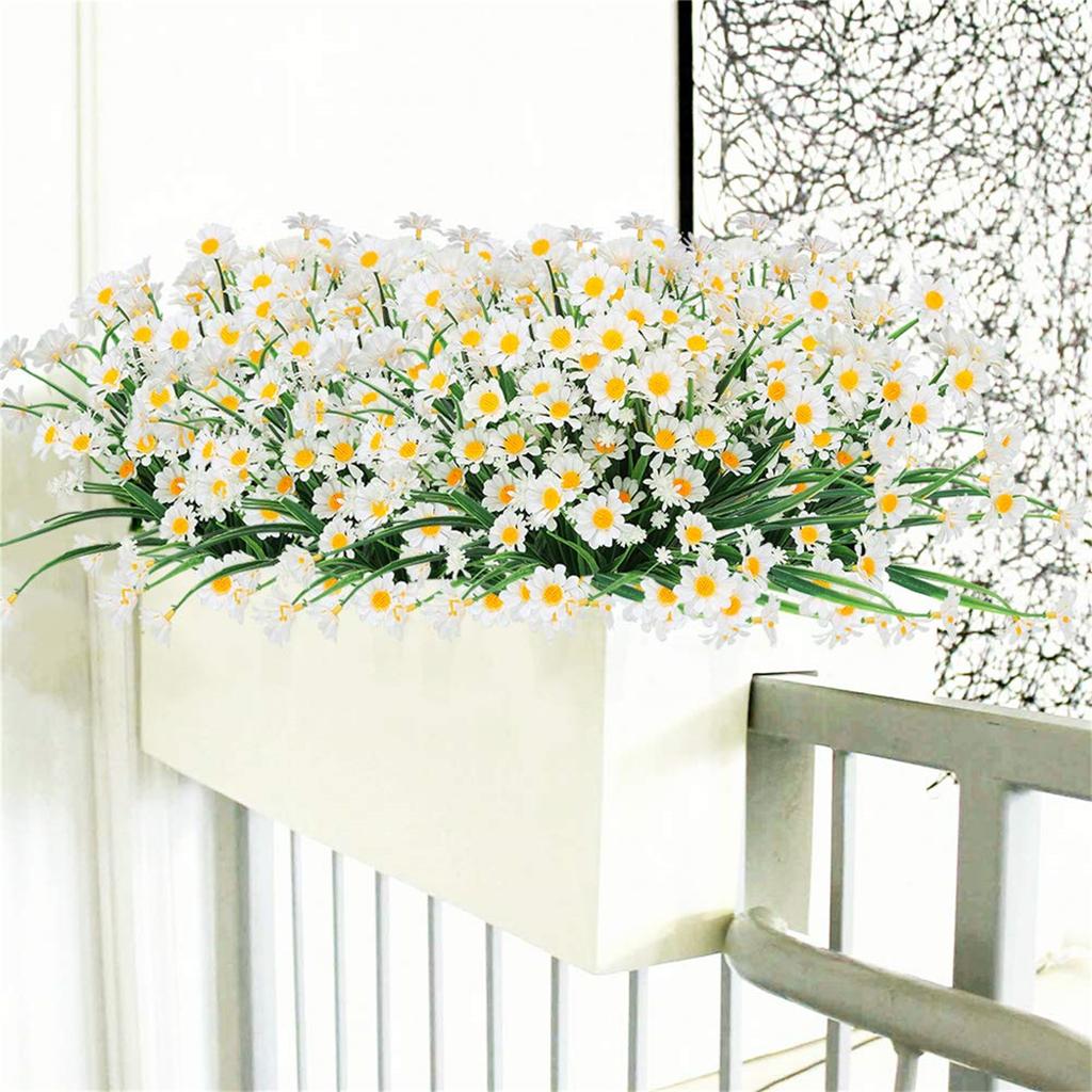 Artificial Daisy Flowers Decor UV-Resistant No Fading Non-Peeling for Gardening Patio Balcony Terrace