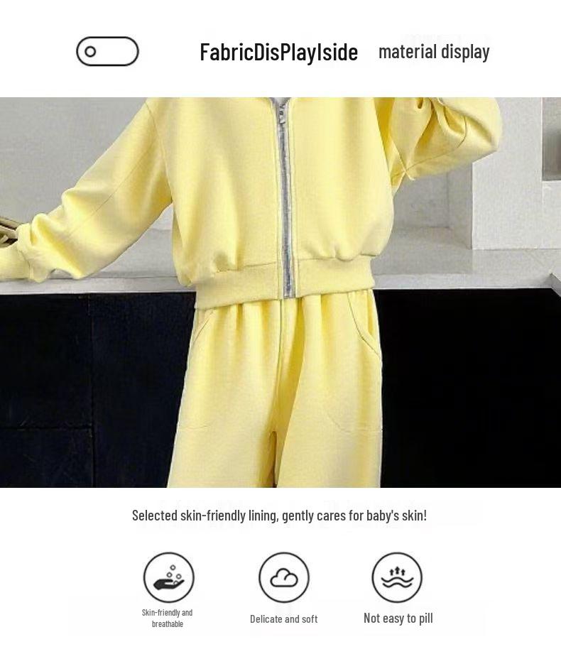 Trendiges Zweiteiliges Sportset für Mädchen - Frühling & Herbst, Unifarben, Stilvoll und Modisch für Mittelgroße und Große Kinder