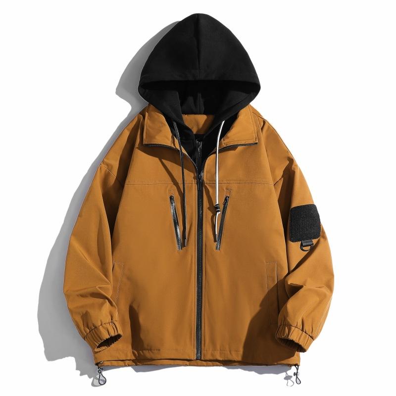 

Поддельная двухкомпонентная куртка с капюшоном для мужчин, модная американская рабочая куртка на весну и осень, красивая повседневная куртка на весну и осень 3XL