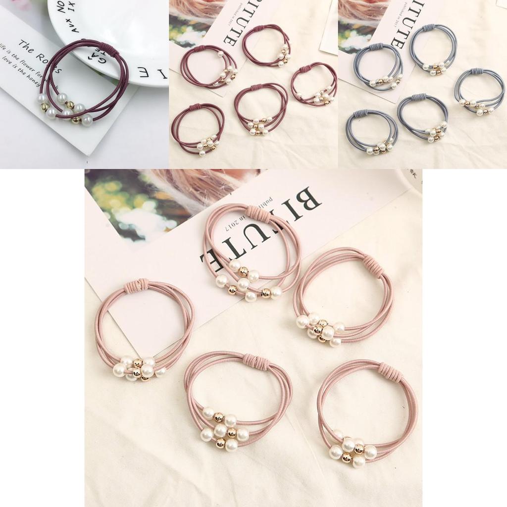 Korean Version Of The Three-strength Rubber Band High-elastic Pearl Head Rope For Women And Girls
