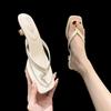 Mezzanine Flip-flops Shoes Women's Stiletto High Heels Summer 2025 New Fashion Square Head Cool Slippers