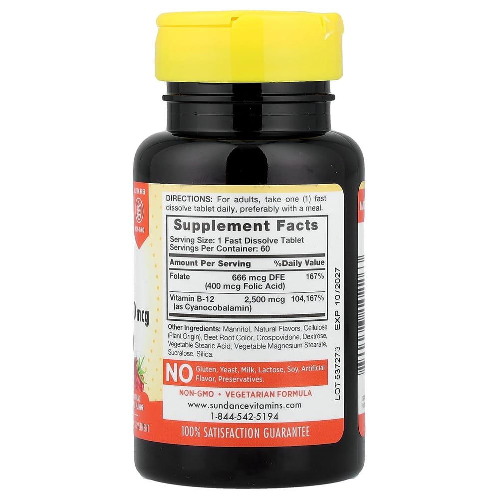 iHerb Rapid Dissolve B-12 + Folic Acid, Natural Berry, 60 Fast-Melt Tablets