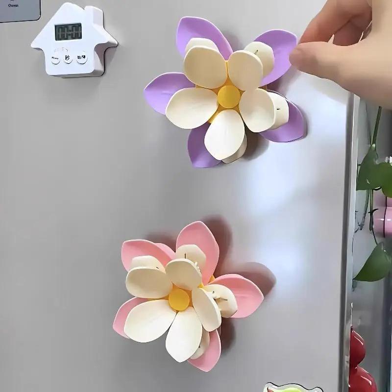 Clipe de Vedação Magnético de Lótus 3D Ímã de Geladeira Clipe de Vedação para Sacos de Lanches Alimentícios Decoração de Geladeira Acessórios de Cozinha